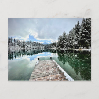 Wintertag am Crestasee in Flims Postkarte Postcard