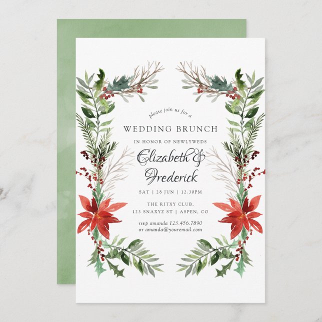 Wintertide Woodland Christmas Wedding Brunch Invitation (Front/Back)