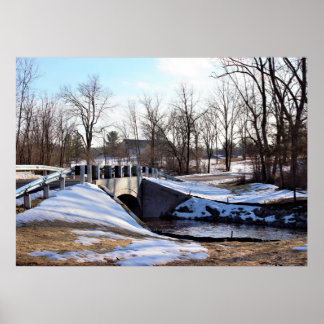Wintertime Creek with Bridge  Poster