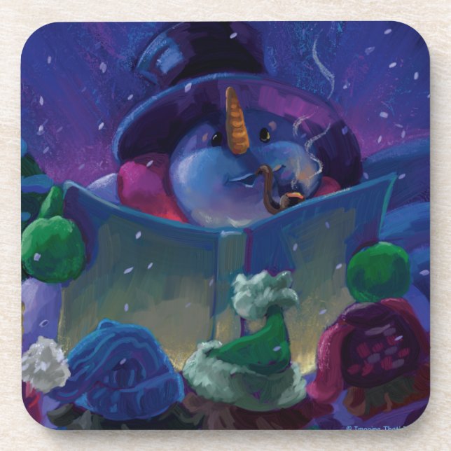 Wintertime Reading Beverage Coaster (Front)