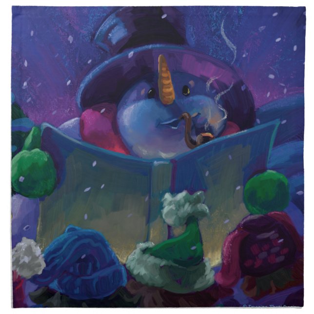 Wintertime Reading Cloth Napkin (Front)