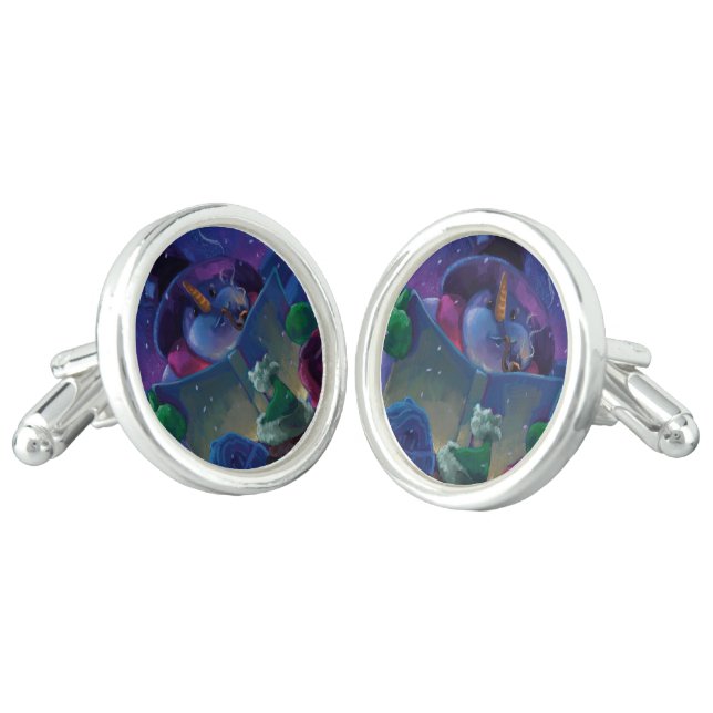 Wintertime Reading Cufflinks (Angled)