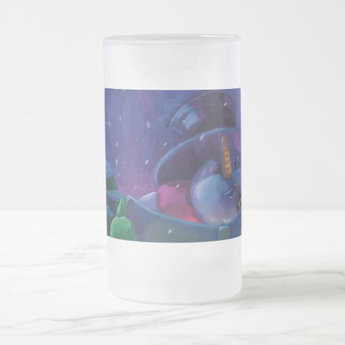 Wintertime Reading Frosted Glass Beer Mug