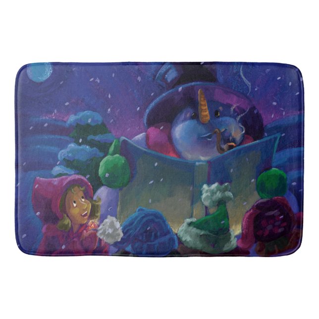 Wintertime Reading Painting Bathroom Mat (Front)