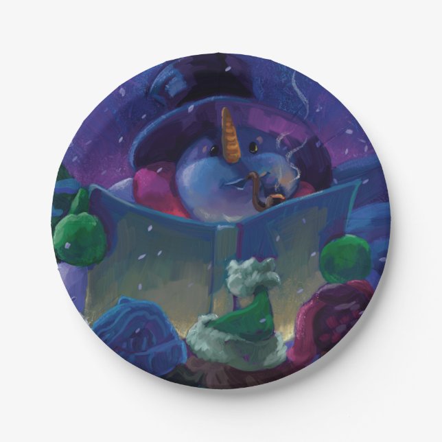 Wintertime Reading Painting Paper Plates (Front)