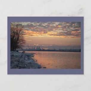 Wintertime River Sunset Postcard