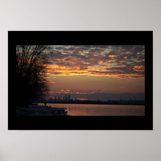  Wintertime River Sunset Poster (Front)