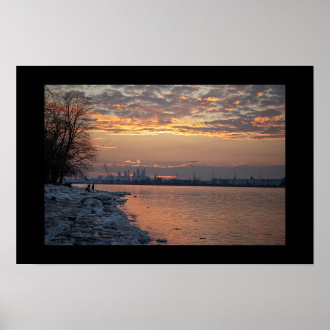  Wintertime River Sunset Poster (Front)