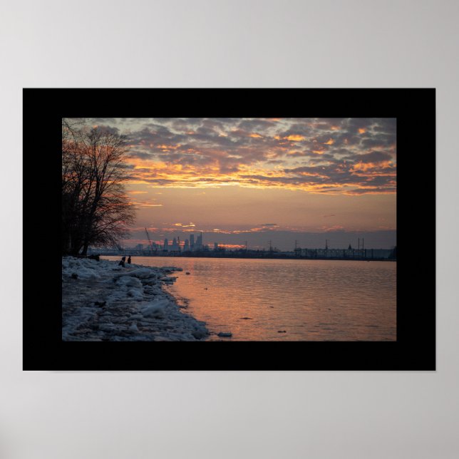  Wintertime River Sunset Poster (Front)