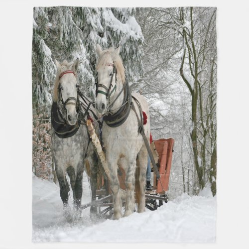 Wintertime Sleigh Ride Fleece Blanket
