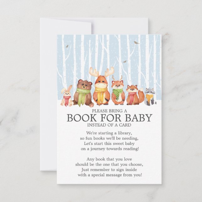 WinterWoodland Animals Boys Shower Book for Baby Invitation (Front)