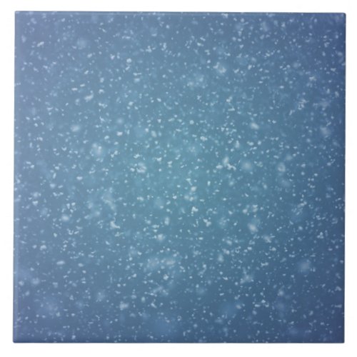 Wintery Blue Glitter Snow Texture Ceramic Tile