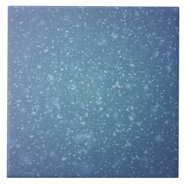 Wintery Blue Glitter Snow Texture Ceramic Tile (Front)