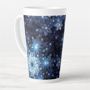 Wintery Blue Snowflakes Latte Mug