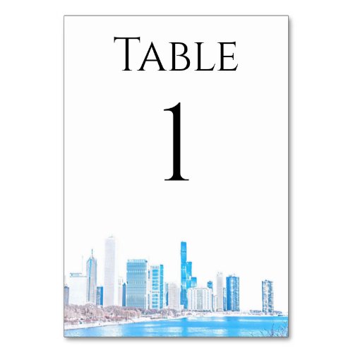 Wintery Chicago Skyline Table Numbers