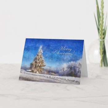 Wintery Christmas Tree Greeting Card by LoisBryan at Zazzle