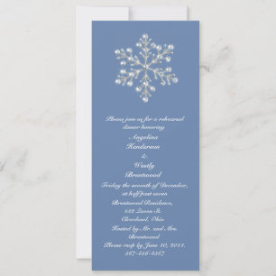 Wintery Crystal Snowflake Rehearsal Dinner Invitation