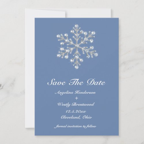 Wintery Crystal Snowflake Save the Date