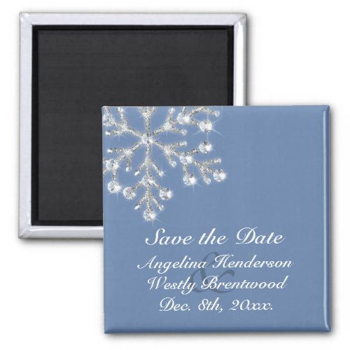 Wintery Crystal Snowflake Save the Date Magnet
