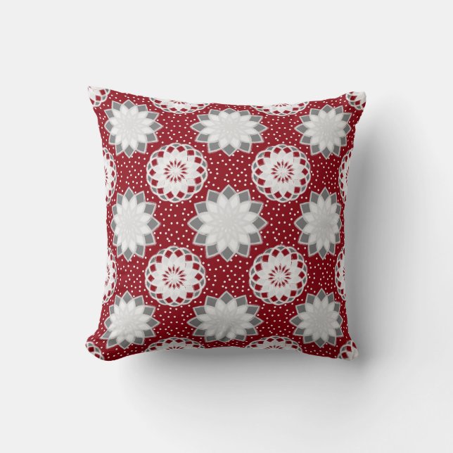Wintery Floral Pattern Custom Throw Pillow (Front)