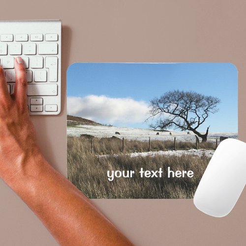 wintery hills of Wales with your own text mouse pa Mouse Pad