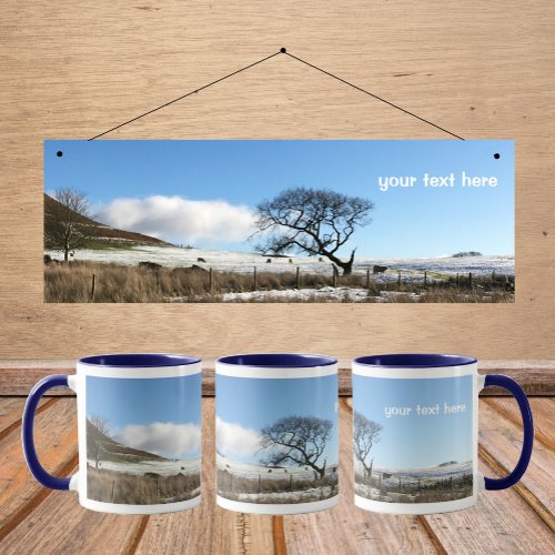 wintery hills of Wales with your own text Mug