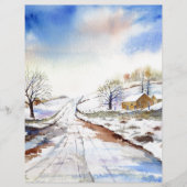 Wintery Lane Watercolor Landscape Painting (Front)