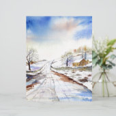 Wintery Lane Watercolor Landscape Painting (Standing Front)