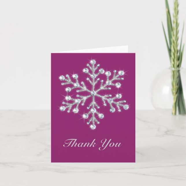 Wintery Magenta Thank You Card (Front)