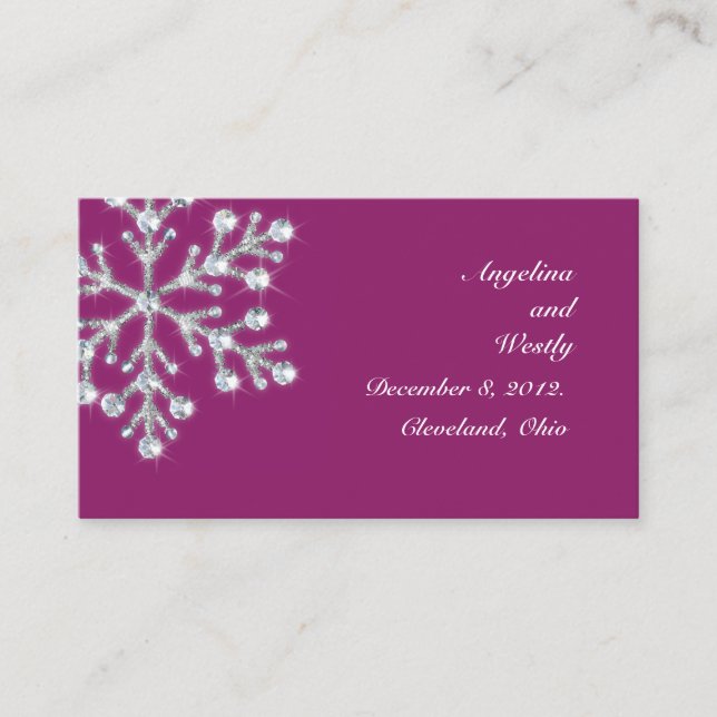Wintery Magenta Wedding Website Card (Front)