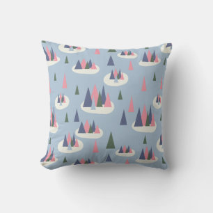 Wintery Midcentury Modern Throw Pillow