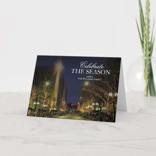 Wintery Night in Downtown Seattle  Holiday Card