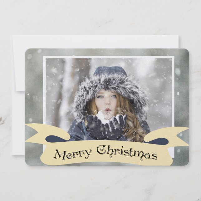 Wintery One Photo Christmas Holiday Card (Front)
