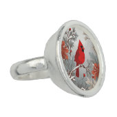 Wintery Red Cardinal Bird Ring (Side)