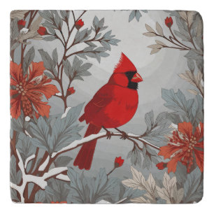 Wintery Red Cardinal Bird Trivet
