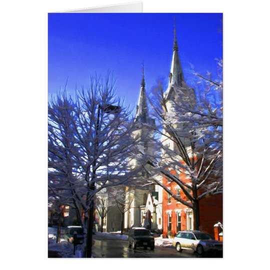 Wintery Spires with Snowy Tree Top Branches Card