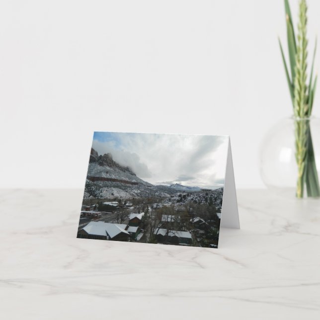 Wintery Town Letterpress Thank You Card (Front)
