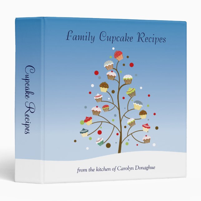 Wintery Tree of Cupcakes Recipe Binder (Front/Spine)
