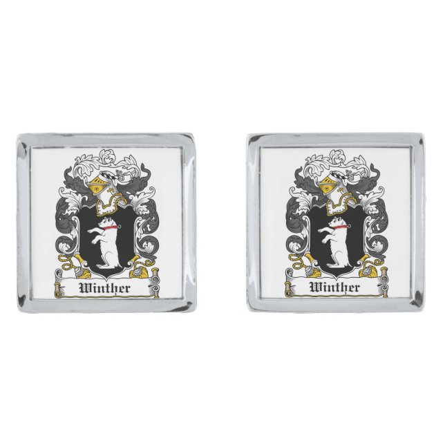 Winther Coat of Arms Silver Cufflinks (Front)