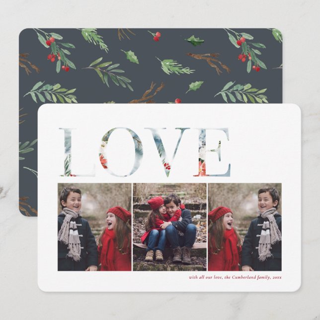 Wintry Christmas Photo Holiday Card (Front/Back)