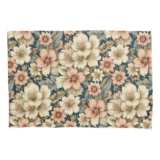 Wintry Floral Azaleas and Rose Pillow Case (Front)