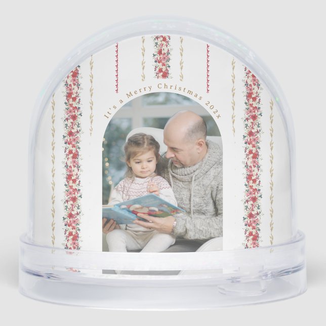 wintry floral christmas happy wishes snow globe (Back)