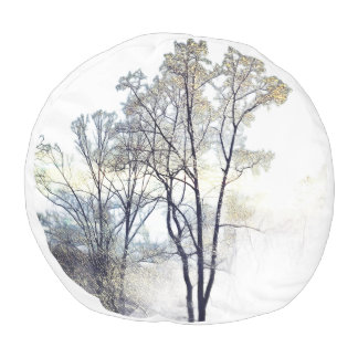 Wintry Forest Round Pouf