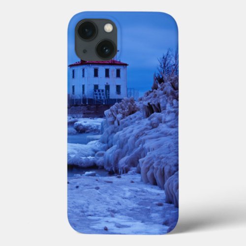 Wintry Icy Night At Fairport Harbor Lighthouse iPhone 13 Case