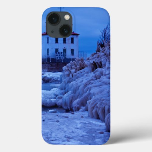 Wintry Icy Night At Fairport Harbor Lighthouse iPhone 13 Case