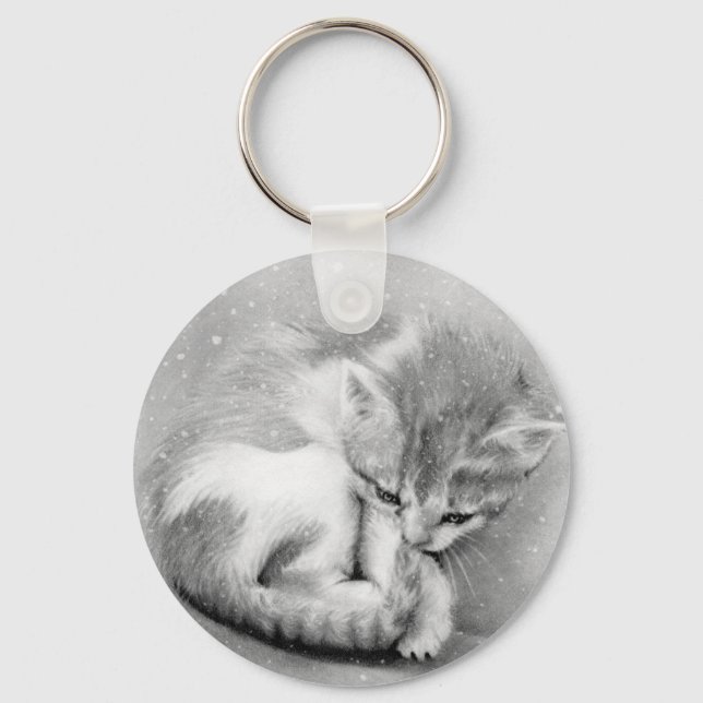 Wintry Kitty Keychain (Front)