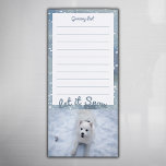 Wintry Let it Snow Add a Pet Photo Lined List Magnetic Notepad<br><div class="desc">A magnetic note pad for list & snow-day lovers!  Add your own pet's wintry photo to this custom paper pad and give your grocery list an upgrade!  Makes a wonderful holiday gift for family and friends who love their pets!</div>