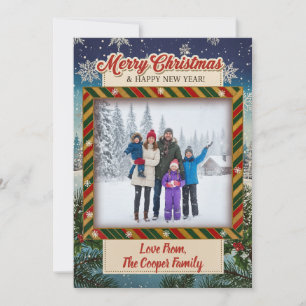 Wintry Merry Christmas & Happy New Year Holiday Card