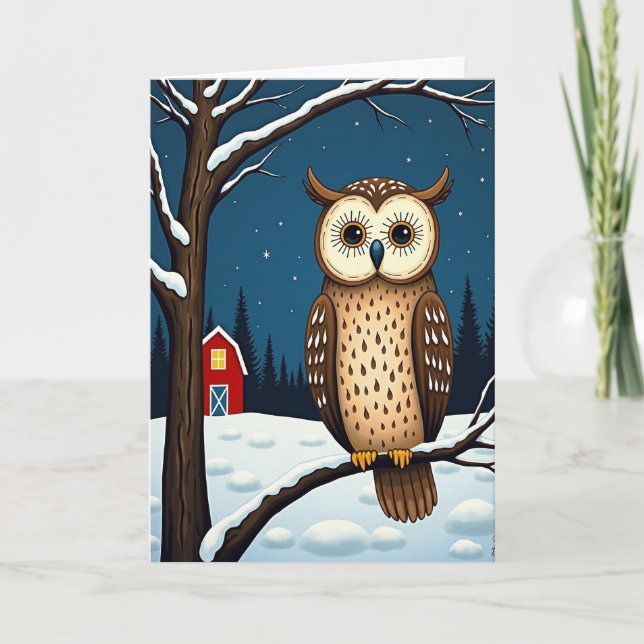 Wintry Owl Christmas Card (Front)