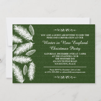 Wintry Pinecone Green Corporate Holiday Party Invitation